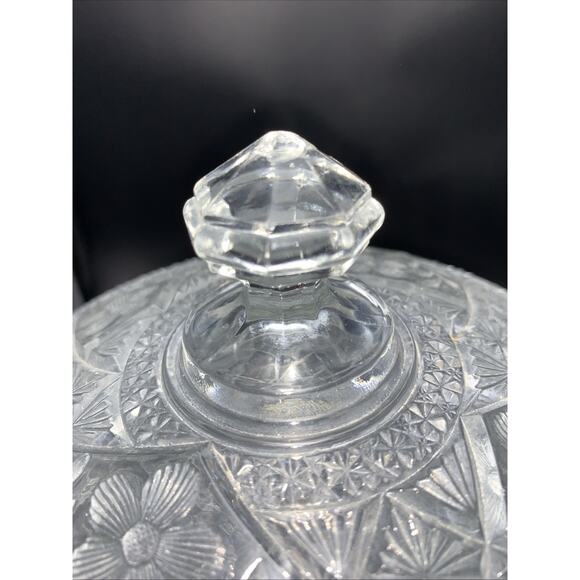 Vtg Depression Glass Classical Covered Pedestal Candy Dish Bowl Lidded **CHIP** - Picture 8 of 13